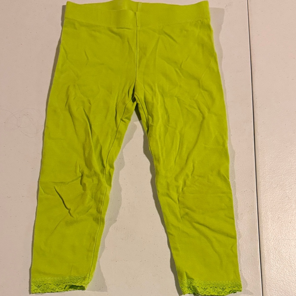 The Children's Place Neon Lime Leggings with Lace Hem